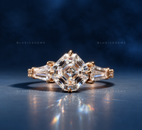 Luminous Octavia Cut Tapered Baguette Hidden Halo Ring