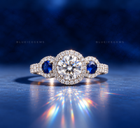 Majestic Azure Round Cut and Sapphire Ring