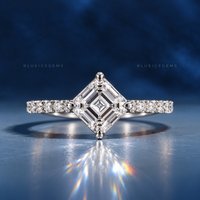 Vintage Precision Asscher Cut Hidden Halo Engagement Ring