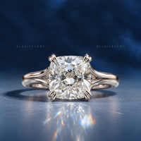 Velvet Radiance Cushion Cut Split Shank Trellis Engagement Ring
