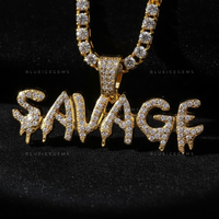 The "SAVAGE" Drip: Liquid-Effect 3D Bubble Script & Golden Halo Pendant