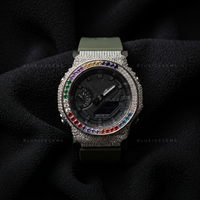 Custom Rainbow Full Iced Out Watch – Multicolor Luxury Design