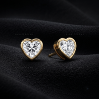 Amora Heart-Cut Lab-Grown Diamond Bezel Stud Earrings