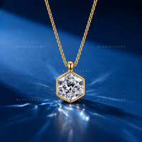 Hexagon Brilliant Cut Solitaire Diamond Pendant