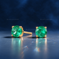 Classic Round Emerald Stud Earrings