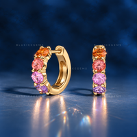 Ombre Sapphire and Garnet Hoop Earrings