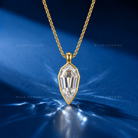 Pear Step Cut Solitaire Diamond Pendant