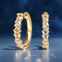Baguette Diamond Cluster Hoop Earrings