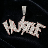 The "HUSTLE" High-Voltage: Jagged Lightning Script & Crimson Contour Pendant