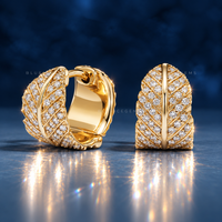 Pavé Banana Leaf Huggie Earrings