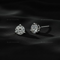The Trinity Radiance: Three-Prong Round Diamond Stud Earrings