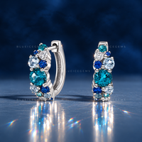 Hydrangea Bouquet Gemstone Hoop Earrings