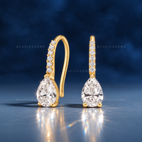 Pear Drop Pavé Bar Earrings