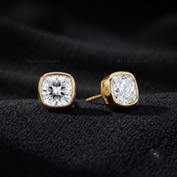 Monogram Cushion Bezel Lab-Grown Diamond Stud Earrings