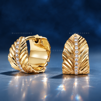 Banana Leaf Pavé Huggie Earrings
