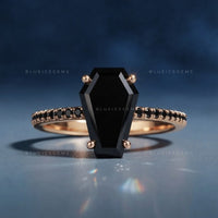 Midnight Noir Grand Coffin Cut Black Diamond Monochromatic Ring