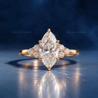 Vintage Radiance Marquise Cut Six-Prong Cluster Accent Engagement Ring