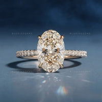 Asteria Oval Cut Pavé Halo Trio Band Engagement Ring