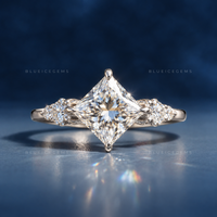 Geometric Princess Cut Compass Prong Trilogy Statement Ring