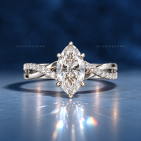 Radiant Marquise Cut Twisted Pave Statement Engagement Ring