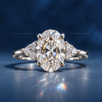 Elegant Oval Brilliant Cut Solitaire Ring with Side Accents