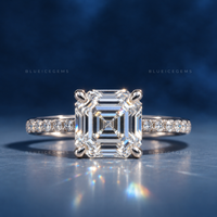 Vintage Brilliance Asscher Cut Pave Accent Engagement Ring