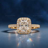 Shimmering Halo Radiant Brilliant Cut Engagement Ring