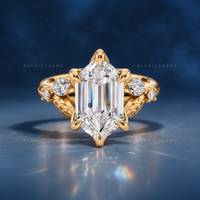 Blossom Floral Elongated Hexagon Engagement Ring