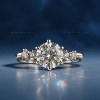 Exquisite Round Cut Pavé Accent Engagement Ring