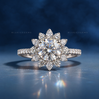 Vintage Glamour Round Brilliant Cluster Halo Engagement Ring
