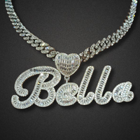 Custom Iced-Out Script Nameplate & Heart Necklace