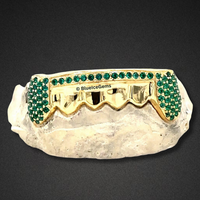 Emerald Splash Diamond Bar Gold Grillz