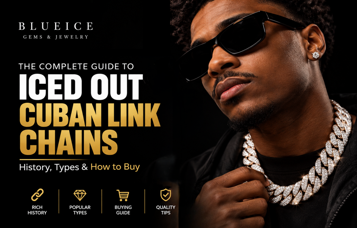 Iced out Cuban link chain guide featuring a luxury Cuban link chain with gold and diamond accents