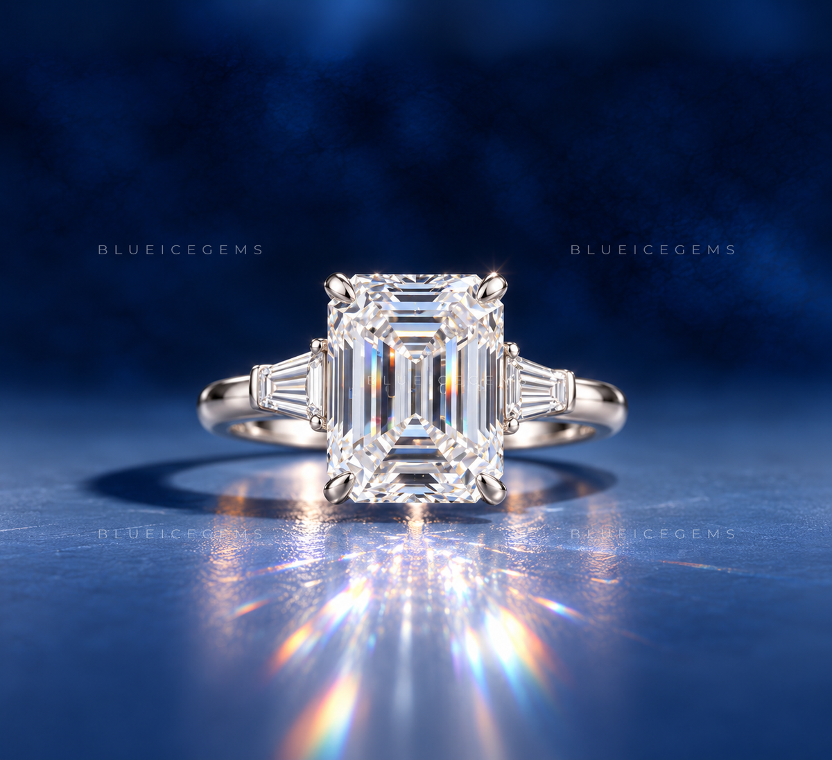 Grandeur Statement Emerald and Tapered Baguette Ring