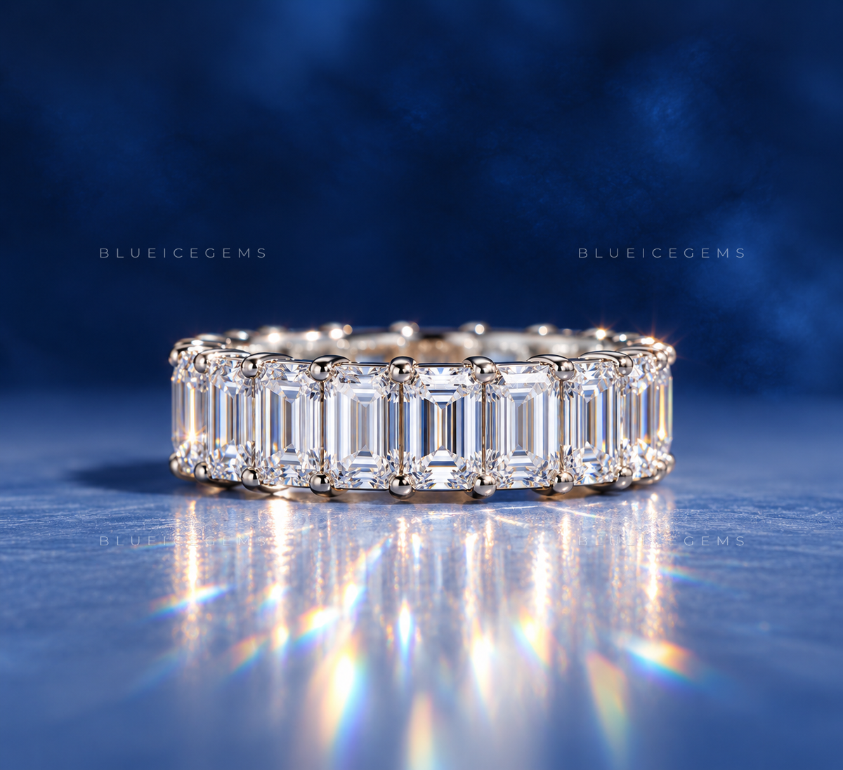 Solara Emerald Cut Eternity Band