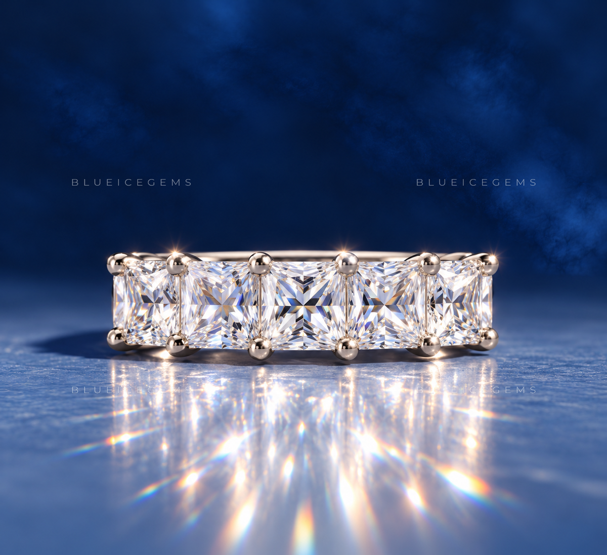 Geometric Majesty Princess Cut Eternity Band
