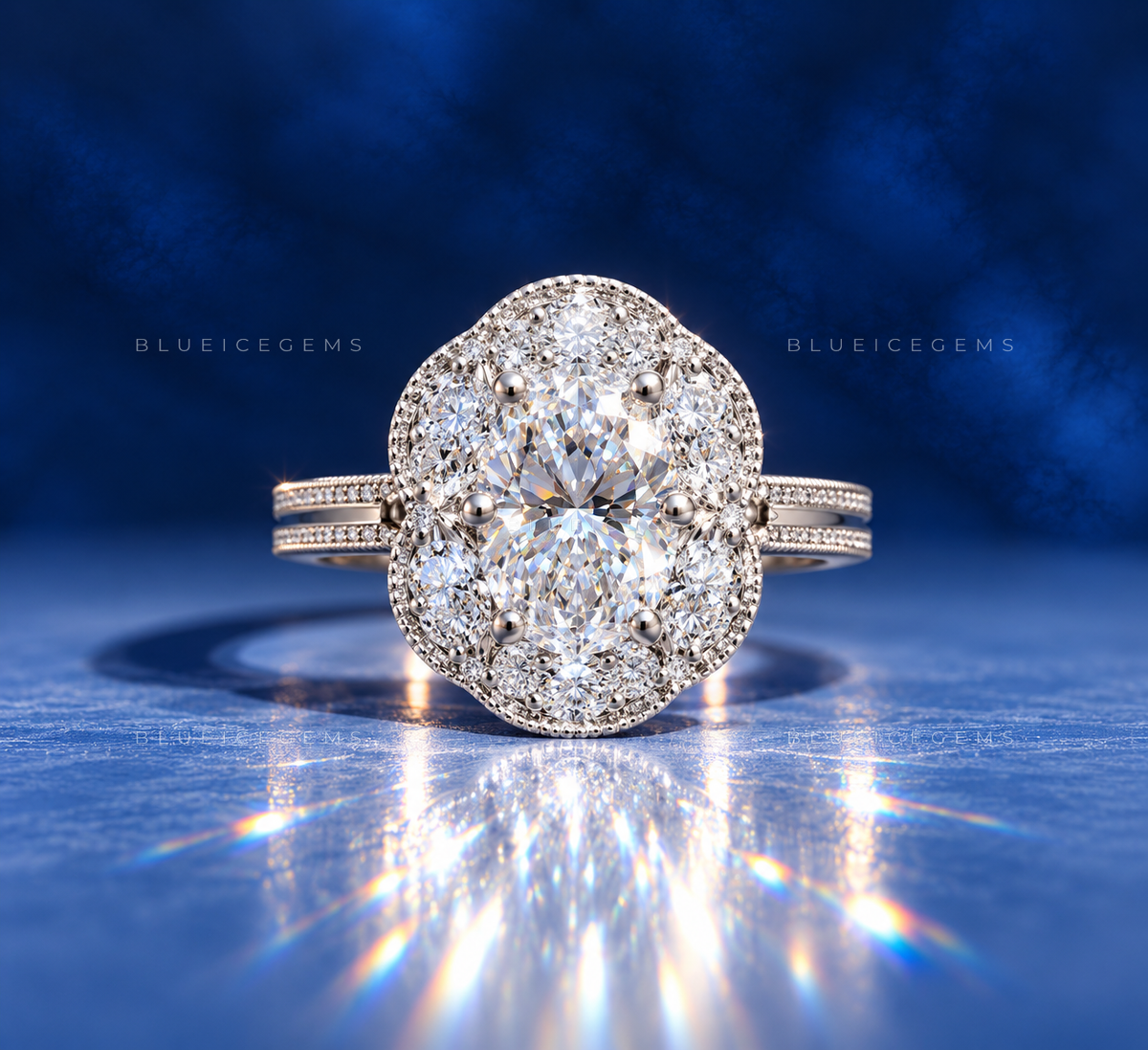 Botanical Grace Oval and Marquise Trilogy Ring