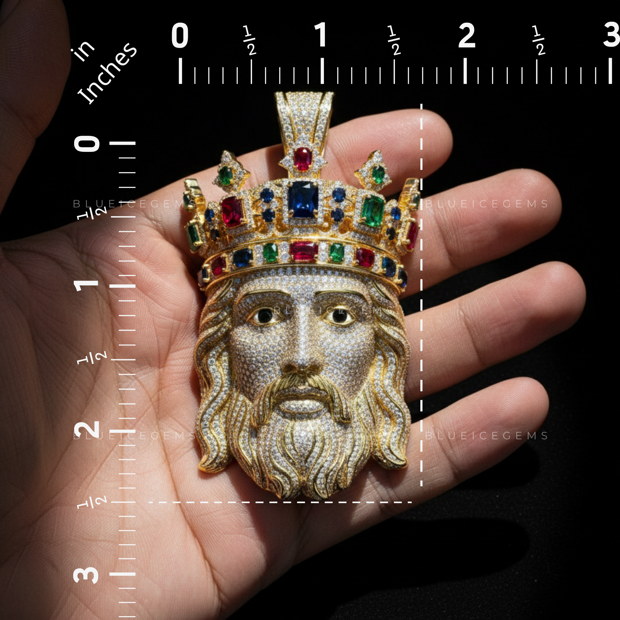 The Imperial Sovereign: Regal Crowned Christ with Multi-Gem Fire