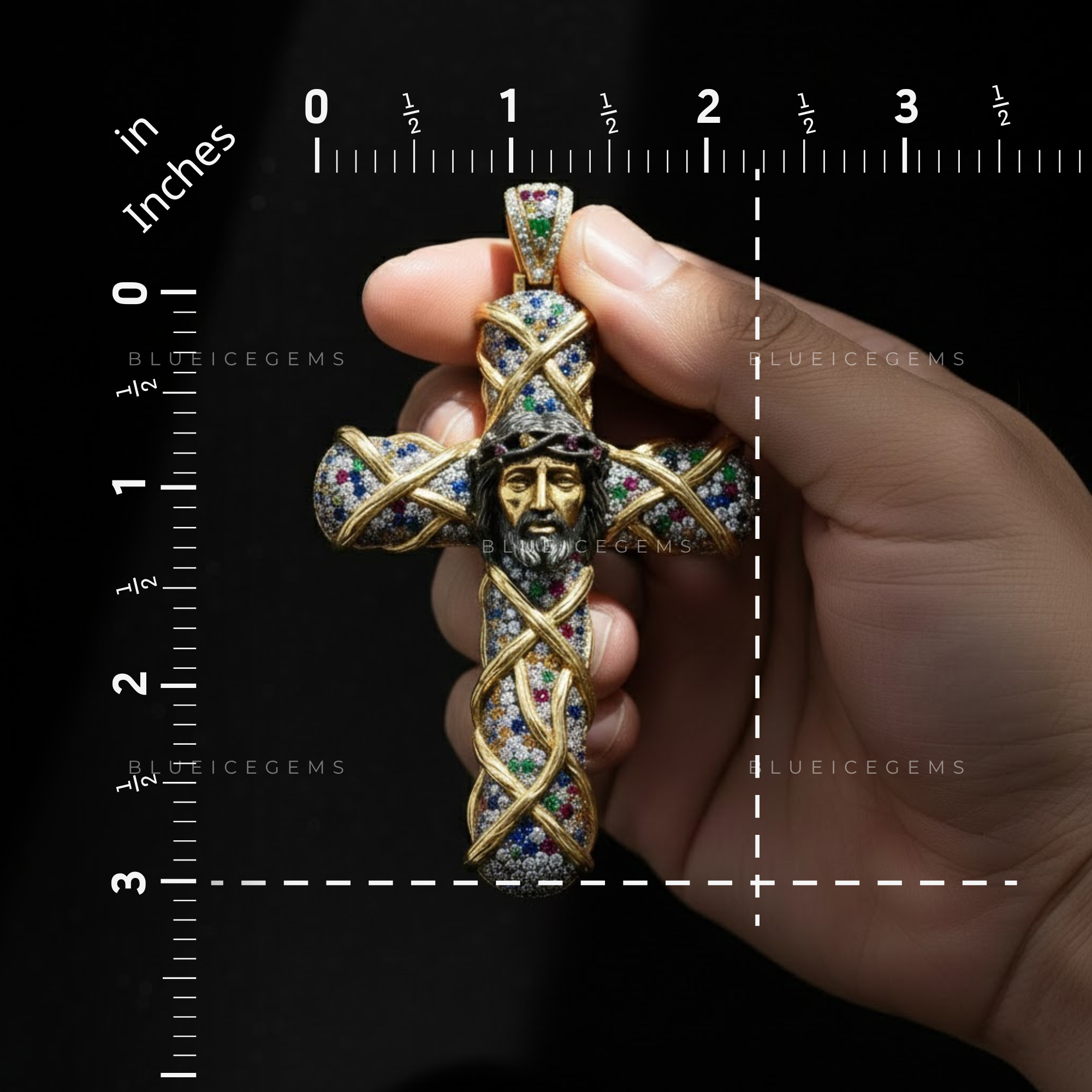 The Divine Thorns: Multi-Gem Mosaic & Golden Christ Sovereign