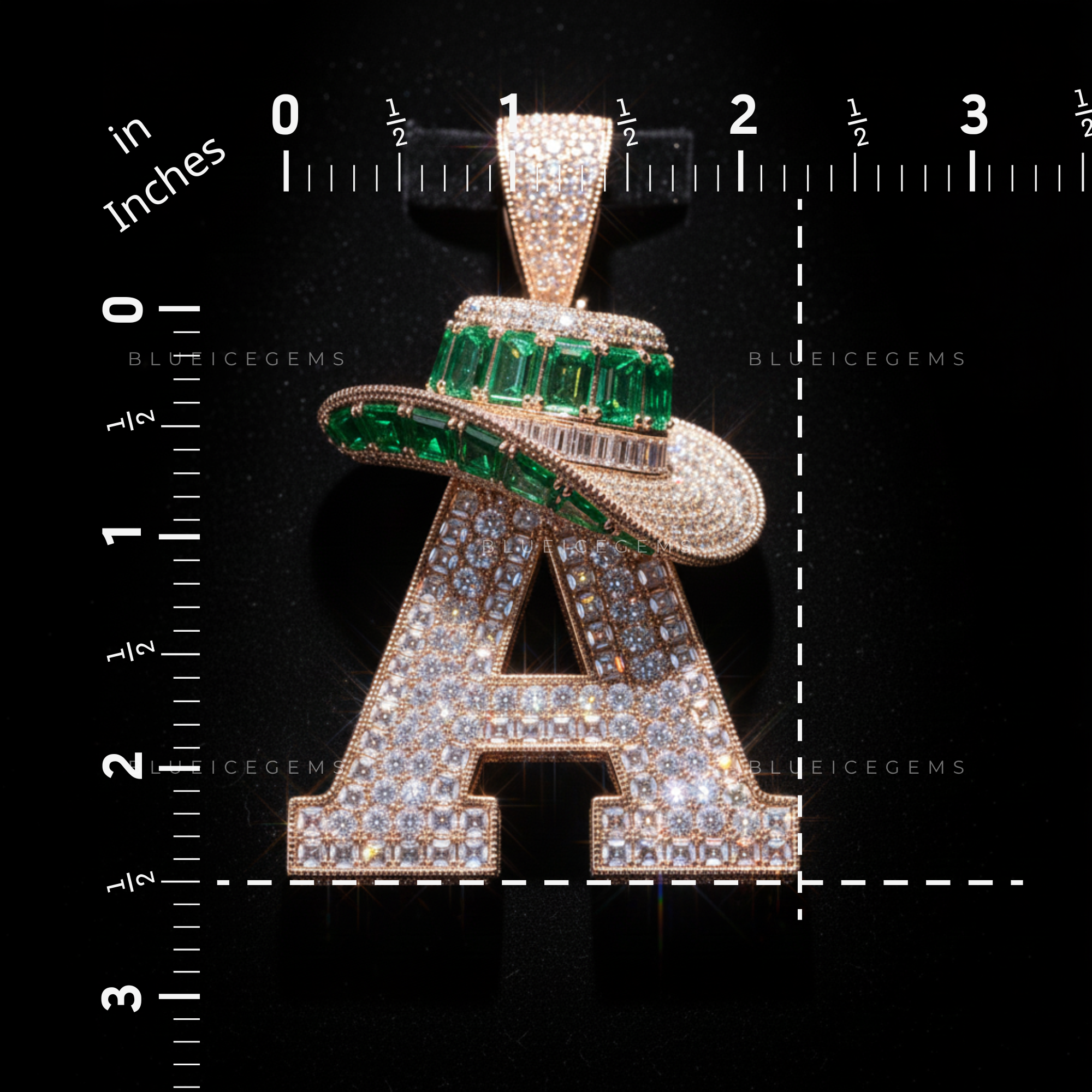 The Emerald Outlaw: Rose Gold "A" Monogram & Emerald-Baguette Cowboy Sovereign