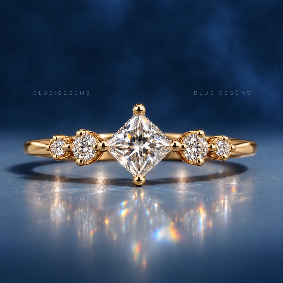Royal Brilliance Princess Cut Five-Stone Engagement Ring