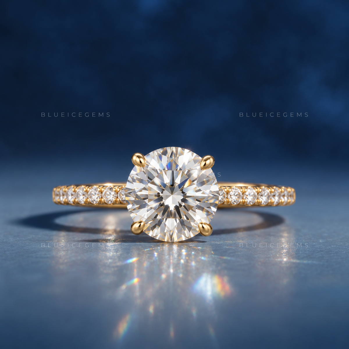 Celestial Harmony Round Brilliant Three-Stone Trilogy Engagement Ring