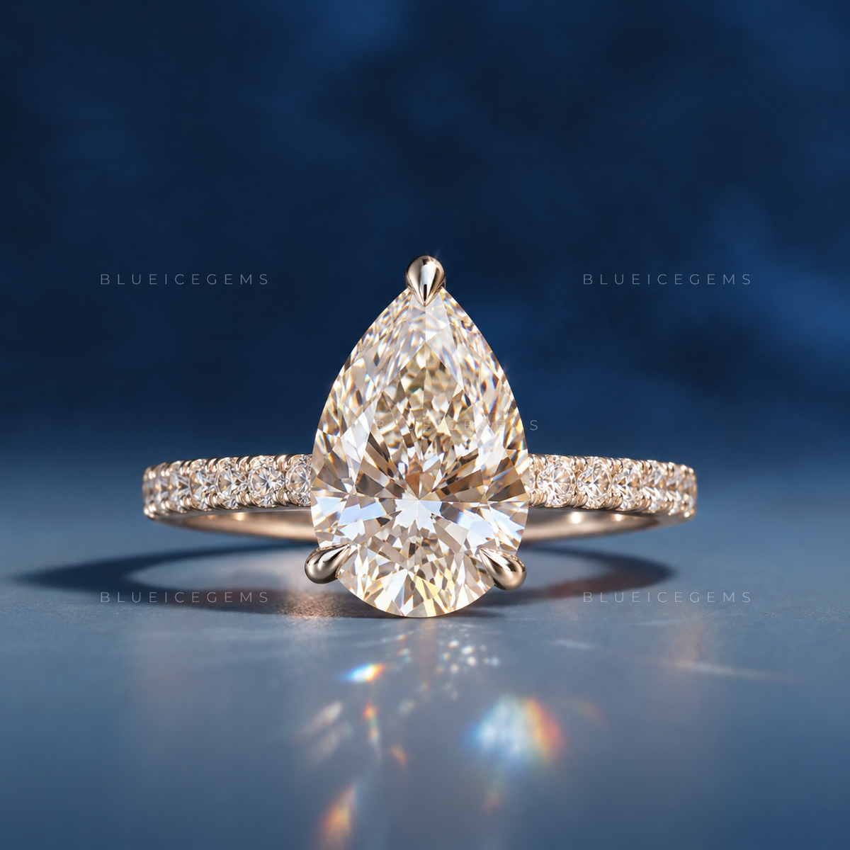 Graceful Splendor Pear Cut Hidden Halo Engagement Ring