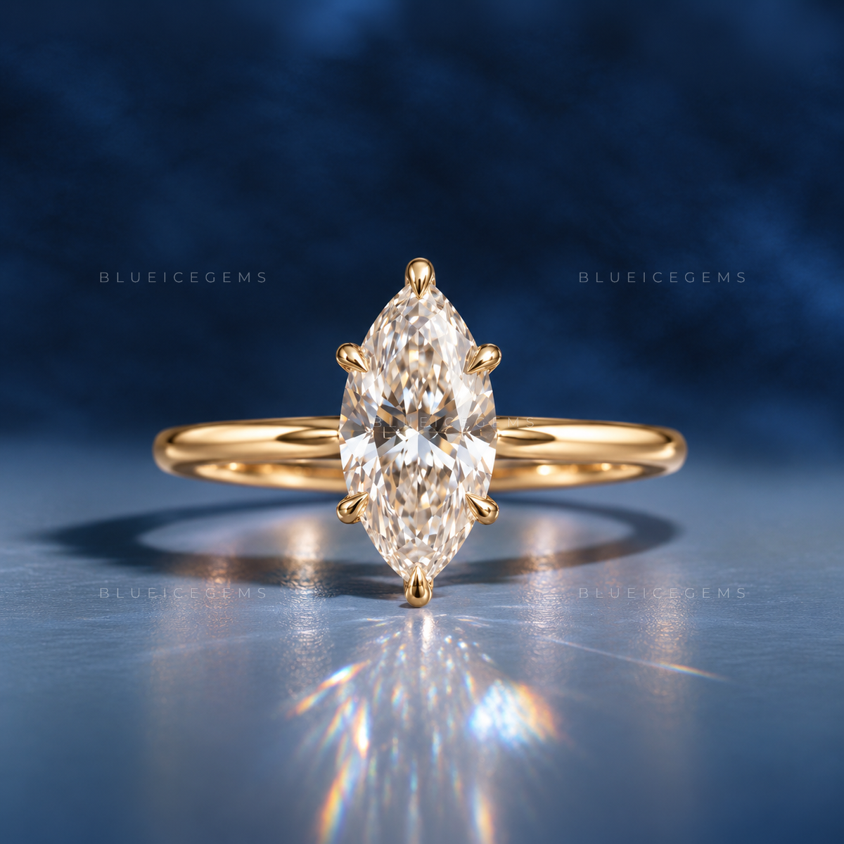 Graceful Royalty Marquise Cut Hidden Halo Solitaire Ring