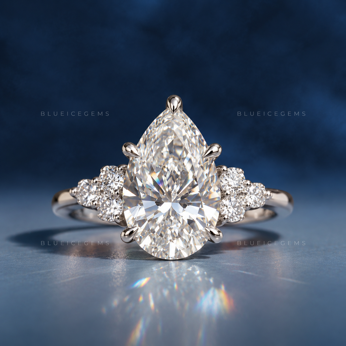 Enchanting Grace Pear Cut Claw Prong Solitaire Engagement Ring