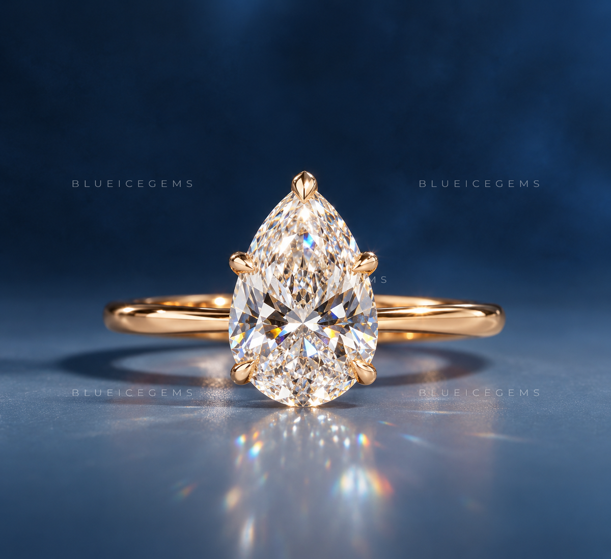 Midnight Bloom Pear Cut Lab Grown Diamond Hidden Halo Ring