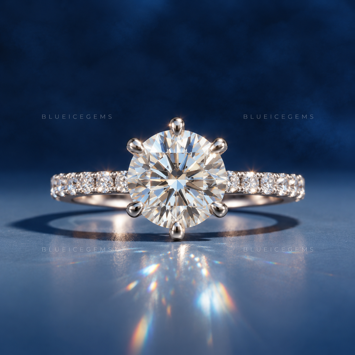 Enchanted Bloom Round Brilliant Cut Tulip Setting Pave Engagement Ring