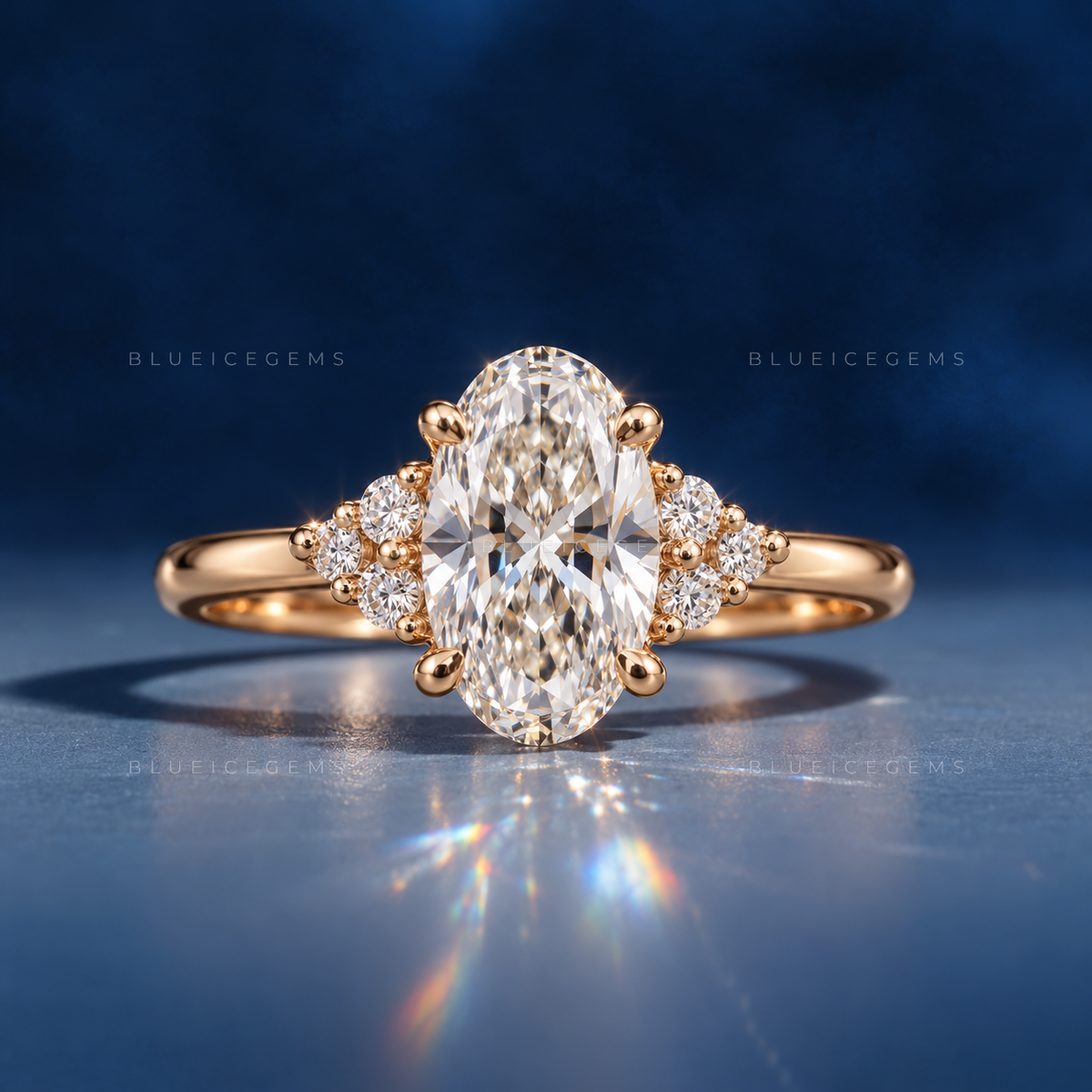 Luminous Harmony Oval Cut Three Stone Engagement Ring