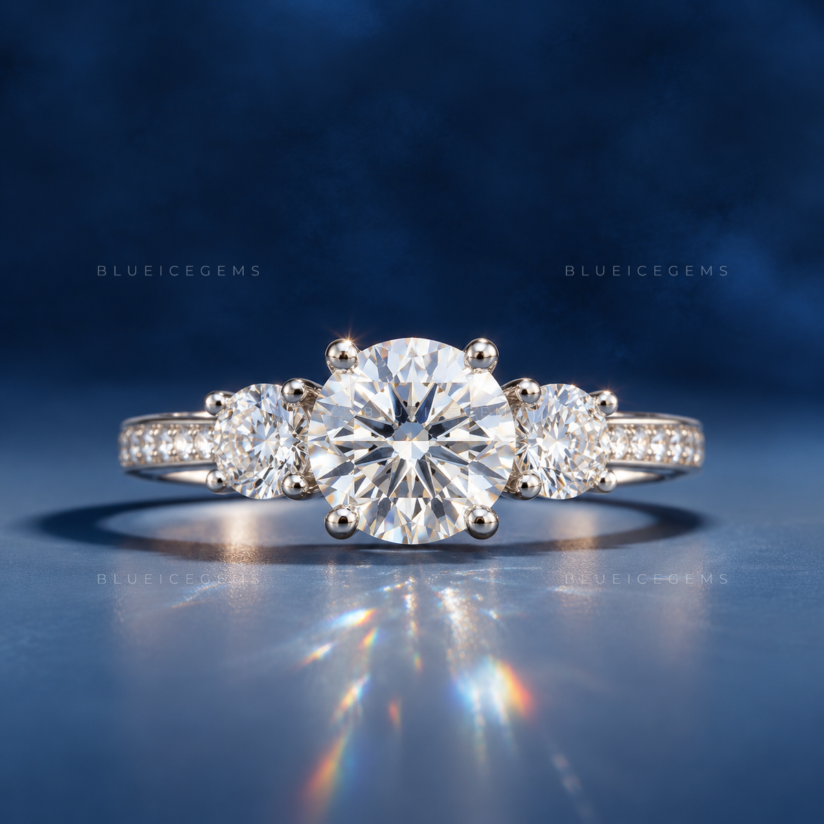 Everlasting Trilogy Round Brilliant Cut Three Stone Engagement Ring