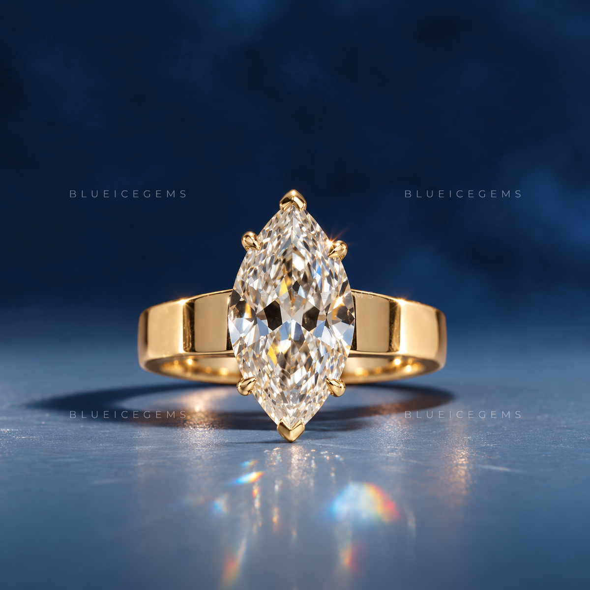 Vintage Heirloom Marquise Old Mine Cut Solitaire Ring